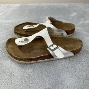 Birkenstock Gizeh White Leather Sandals Women’s Size 39 EU Regular